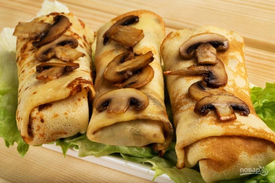 Блины с мясом и грибами