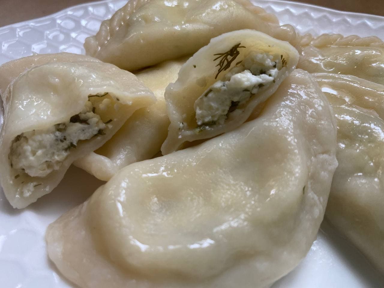 Вареники с творогом и зеленью