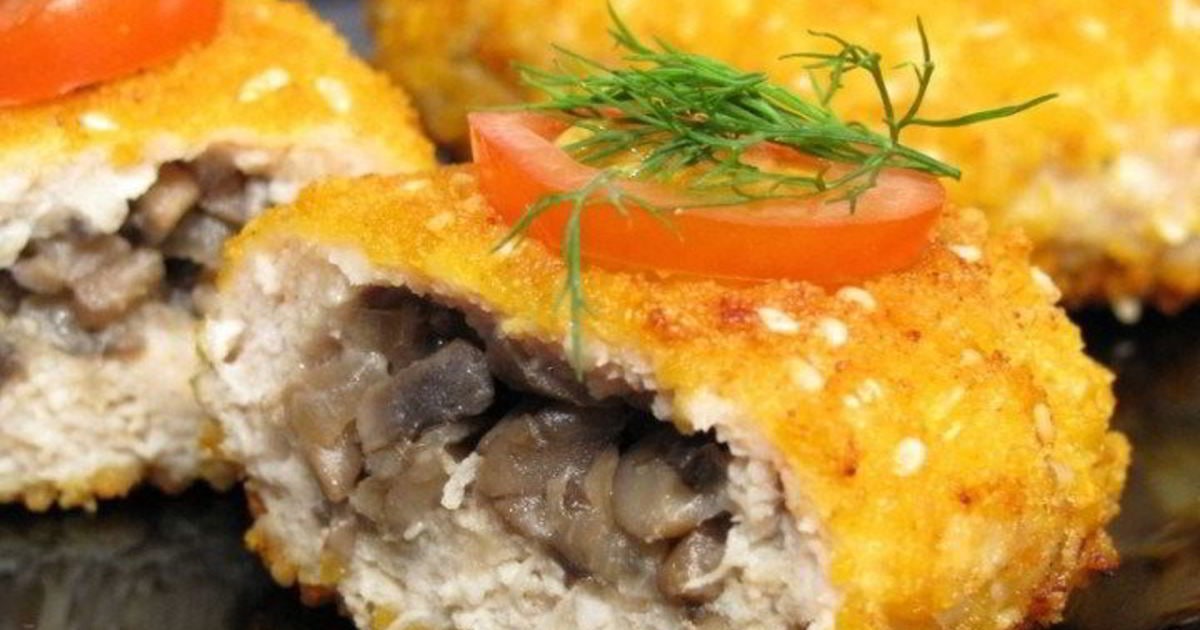 Зразы из индейки с грибами